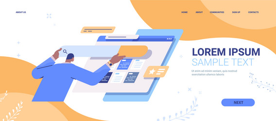 Man developer creating website ui interface web vector