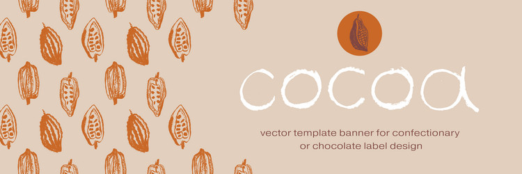 panoramic template banner with cocoa pattern vector image