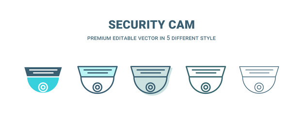 security cam icon in 5 different style outline vector image