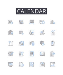 calendar line icons collection expertise vector