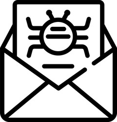 Email virus icon outline style vector