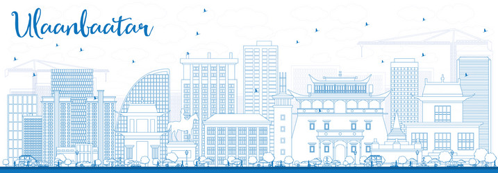 outline ulaanbaatar skyline with blue buildings vector