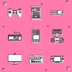 set gamepad guide video game console computer vector image