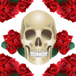 Skull with Roses - Dark Floral Vector Image