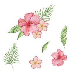 watercolor tropical with bright leaves Vector Image