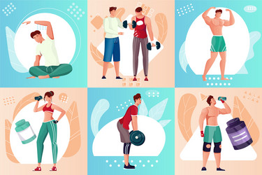 Boxing flat composition set Royalty Free Vector Image