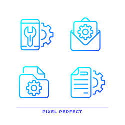 configuration pixel perfect gradient linear icons vector image