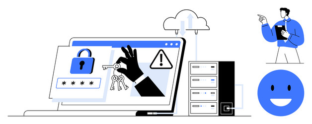 cybersecurity concept with hacking attempt vector image