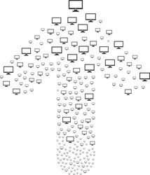 forward pointing arrow collage with computer vector image