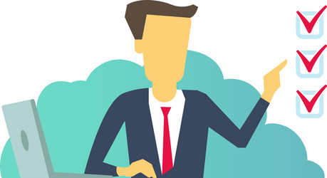 manager marks checkbox ticked task cases sitting vector image