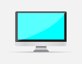 Realistic empty computer display with blue screen vector