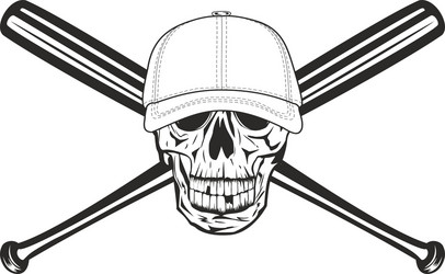 Skull and crossed bat vector