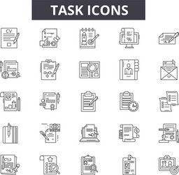 Task line icons for web and mobile design vector