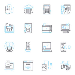 artificial computing linear icons set neural vector image