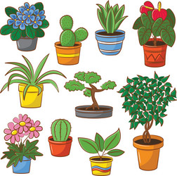 Cute Doodle Flowers and Plants Vector Image
