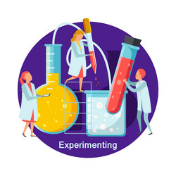 Sticker design with scientist doing experiment Vector Image