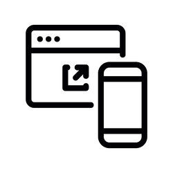 outline icon showing a browser window sending vector image