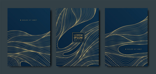 set of wave background patterns line vector image