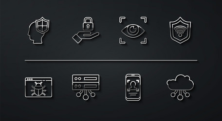 set line head with shield system bug wifi vector image
