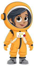 smiling astronaut in an orange spacesuit vector image