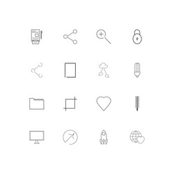 Web linear thin icons set outlined simple vector