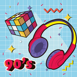 90s pc files and headphones Royalty Free Vector Image