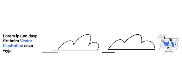 cloud shapes with a person analyzing data vector image