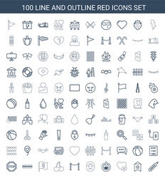 100 red icons vector