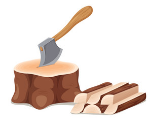 axe set in chopping block vector