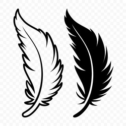 black and white fluffy feather logo icons Vector Image