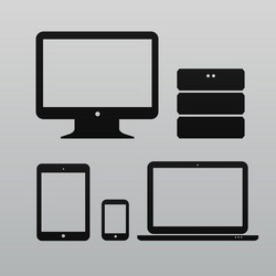 Flat design ui device icons collections on light vector