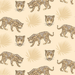 Leopards and leafs pattern vector