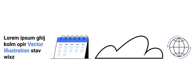 calendar cloud and globe concept for scheduling vector image