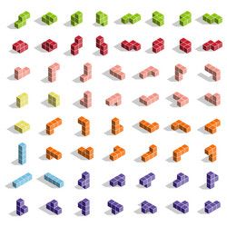 Tetris bricks pieces total set for game Royalty Free Vector