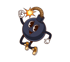 groovy bomb character with lit sparking fuse vector image