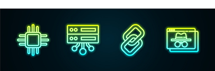 set line processor with microcircuits cpu server vector image