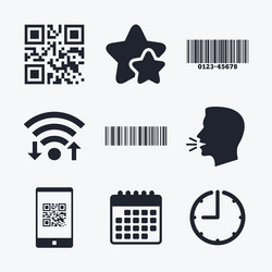 bar and qr code icons scan barcode symbol vector image