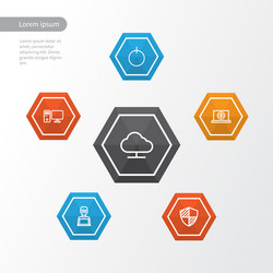 hardware outline icons set collection of notebook vector