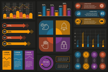 set of infographic elements data visualization vector