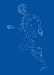 Wireframe running woman vector