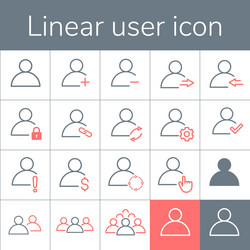 basic user line icons set linear style symbols vector image
