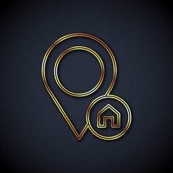 gold line map pointer with house icon isolated vector image