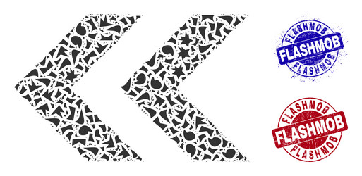 shift left mosaic of shards with flashmob textured vector image