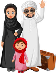 Arab family wearing costume character vector