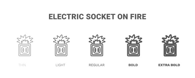 Electric socket on fire icon thin light regular Vector Image
