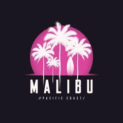 Malibu Coast Tee - Palm Trees Vector Image