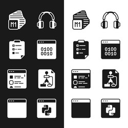 set binary code clipboard with checklist vector image
