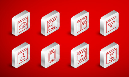 set line browser with shield web developer vector image