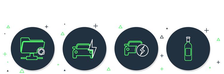 Set line electric car ftp sync refresh and bottle vector