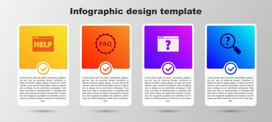 set browser help label with text faq question vector image